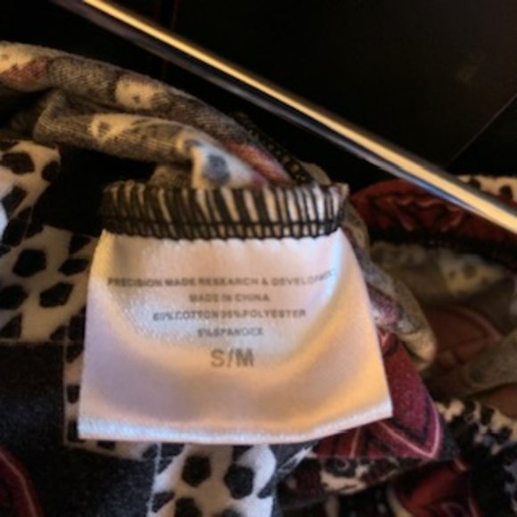 Girls Elephant Cross Stitch Maroon and Black Leggings - Picture 5 of 7